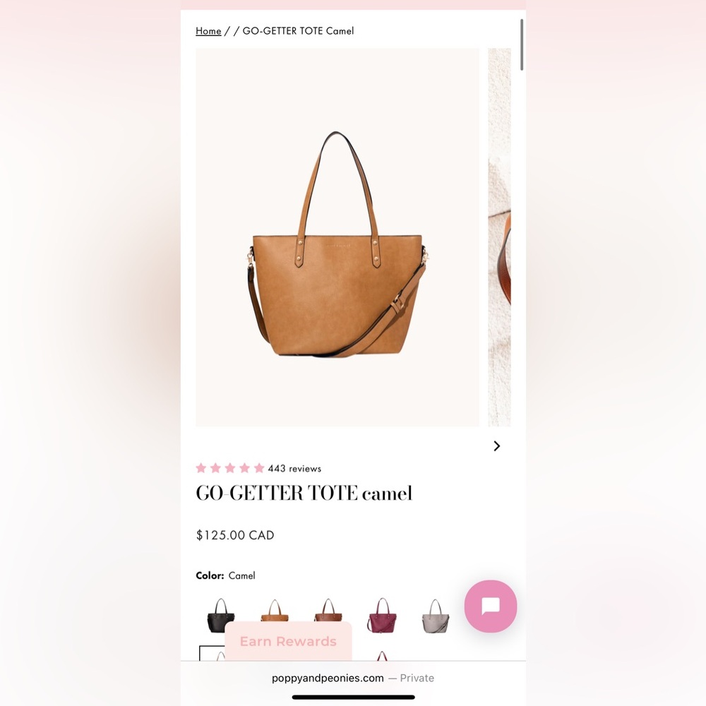 Poppy & Peonies Go-Getter Camel Tote Bag